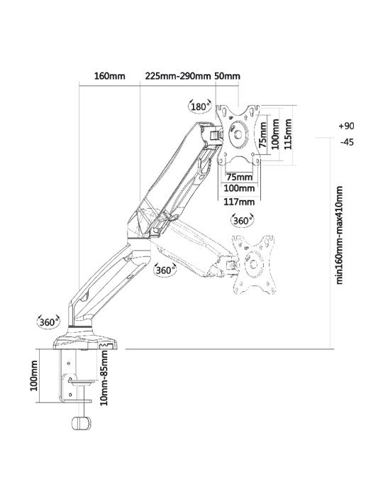 PRO-1732/SINGLE JollyLine ΒΑΣΗ MONITOR 17-32 μονή 360° 6,5kg
