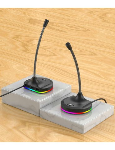 Microphone with 3 USB2.0 port + RGB (Black)