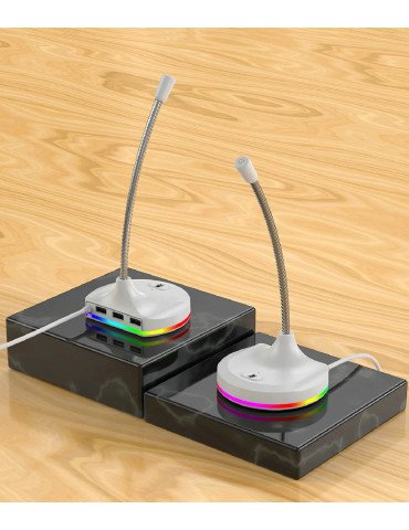 Microphone with 3 USB2.0 port + RGB (White)