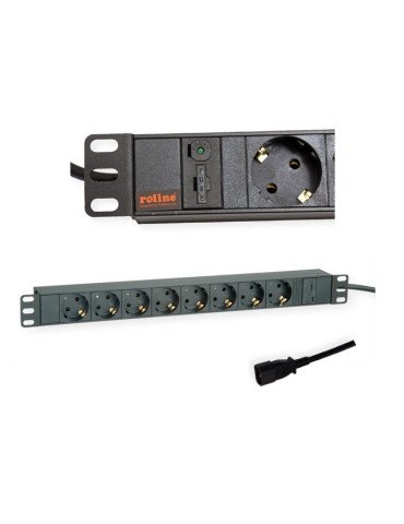 Roline Πολύπριζο 19" 8xSch ΣΕ C14 ΜΑΥΡΟ 10A - (19.07.1623)