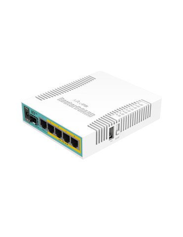 MikroTik RB960PGS, hEX PoE, 800MHz, 128MB, 5xGigabit, 1xSFP, PoE output for four ports, USB, L4