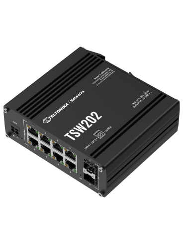 Teltonika TSW202, Industrial Managed PoE+ Switch 8xGigabit PoE+, 2xSFP