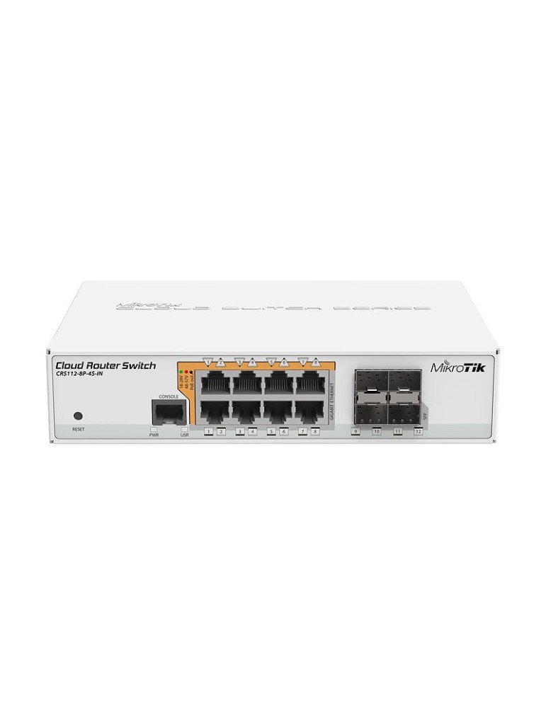 MikroTik CRS112-8P-4S-IN, 400MHz, 128MB, 8xGigabit, 4xSFP, PoE output for 8 ports, L5